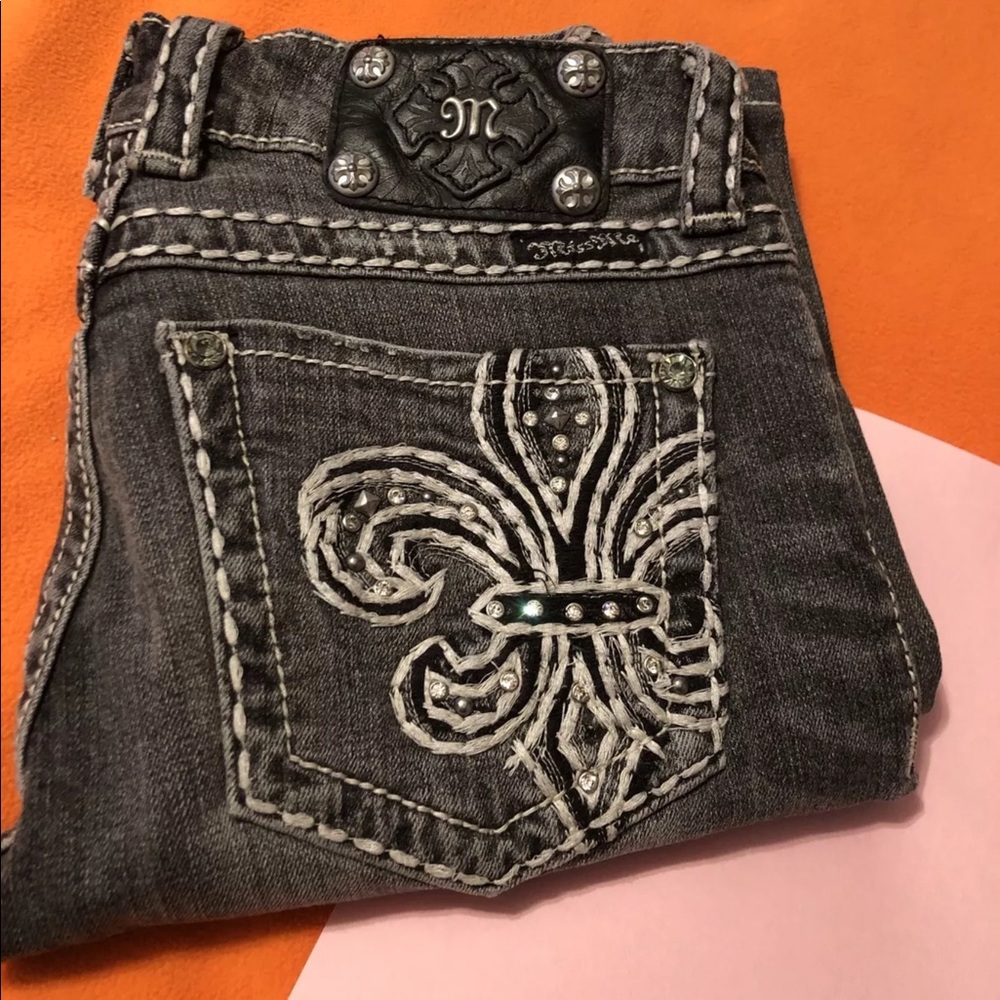 Miss me grey jeans with pocket bling